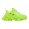 Balenciaga Triple S Clear Sole Logo-embroidered Faux Leather, Foam And Mesh Sneakers In Fluo Yellow