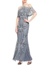 Aidan Mattox Beaded Off-the-shoulder Gown In Cloud Blue