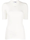 Courrèges Ribbed Crew Neck T-shirt In White