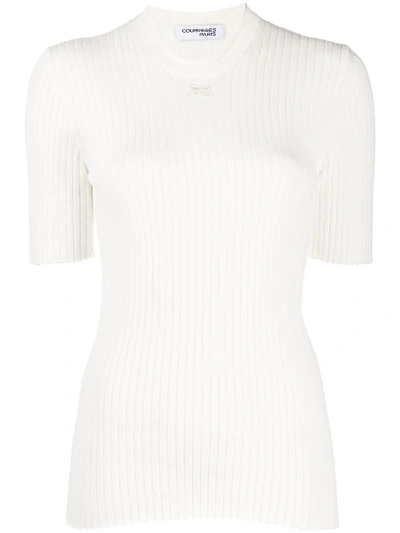 Courrèges Ribbed Crew Neck T-shirt In White