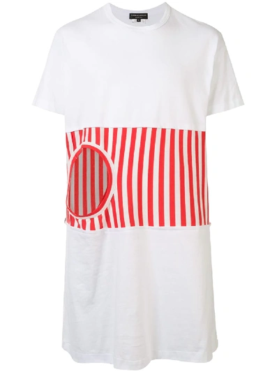 Comme Des Garçons Homme Deux Inset Stripe Long T-shirt In White