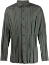 Issey Miyake Pleated Long-sleeve Shirt In Green