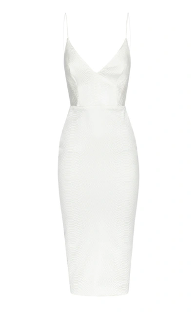 Alex Perry Cambell Snake-effect Satin Midi Dress In White