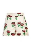 La Doublej Boxer Printed Silk Shorts In Beige