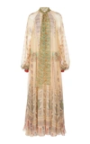 ETRO PRINTED SILK-CHIFFON TIE-NECK MAXI DRESS,786380