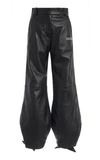 OFF-WHITE TIE-DETAILED LEATHER WIDE-LEG PANTS,788202
