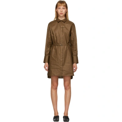 Partow Brown Coated Linen Helena Shirt Dress In Coffee