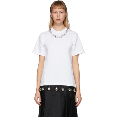 Christopher Kane Crystal Necklace-embellished T-shirt In White