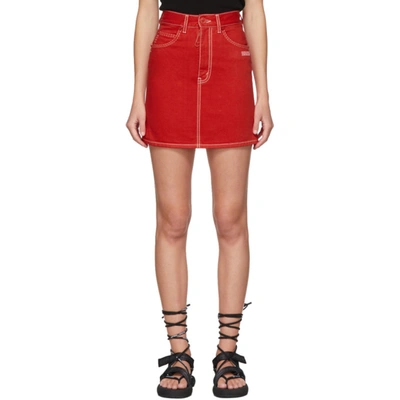 Off-white Red Denim Miniskirt