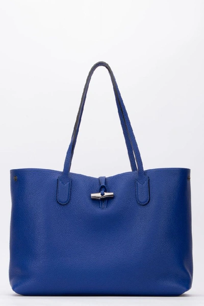 Longchamp Roseau Large Tote Bag In Blue