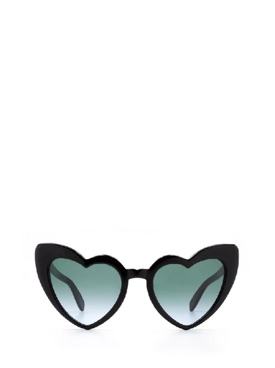 Saint Laurent Loulou Heart Shaped Sunglasses In Black