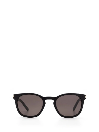 Saint Laurent Matte-effect Square-frame Sunglasses In Black