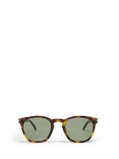Saint Laurent Eyewear Wellington Sunglasses In 002 Havana Havana Green