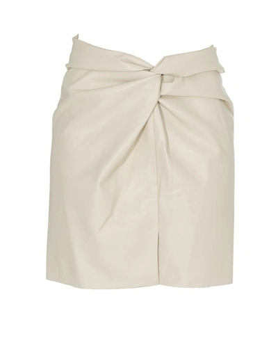 Nanushka Faux Leather Twist Knot Skirt In White