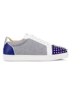 CHRISTIAN LOUBOUTIN Seavaste Spikes Leather & Canvas Low-Top Sneakers