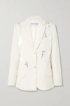 JW ANDERSON CRYSTAL-EMBELLISHED PANELED SATIN AND WOOL-CREPE BLAZER