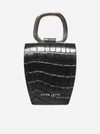 DANSE LENTE PABLO CROCODILE-EFFECT LEATHER BOX BAG