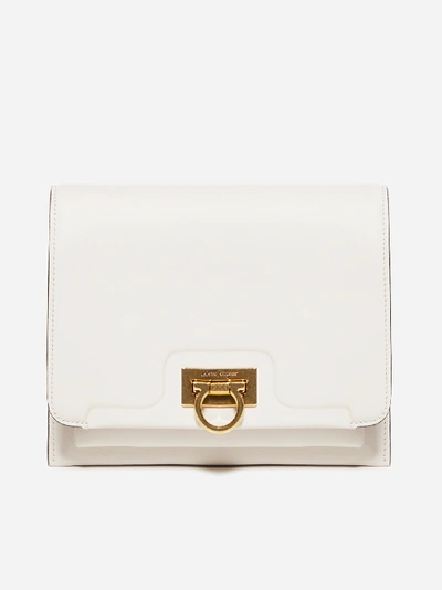 Ferragamo Trifolio Leather Small Shoulder Bag In Bone