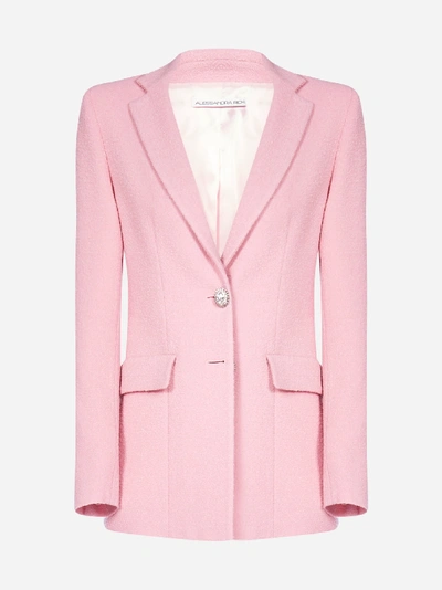 Alessandra Rich Jewel-button Single Breasted Tweed Blazer In Pink