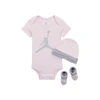 Jordan Jumpman Baby Bodysuit, Beanie And Booties Set In Pink