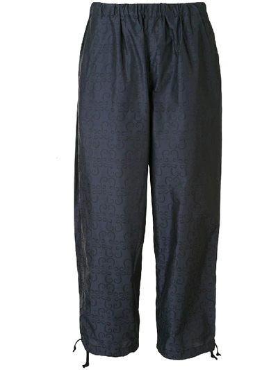 Comme Des Garçons Jacquard Effect Cropped Trousers In Blue