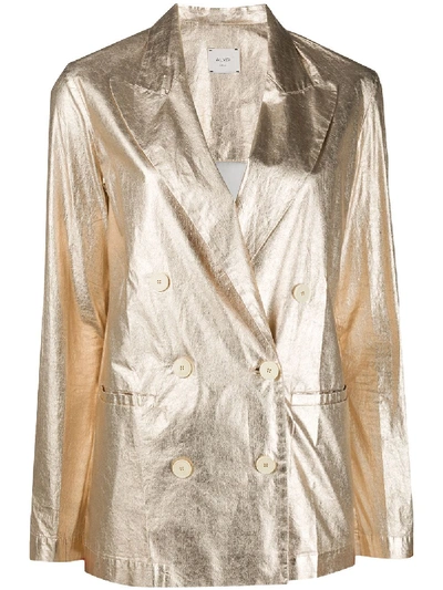 Alysi Double-breasted Creased Blazer In Gold
