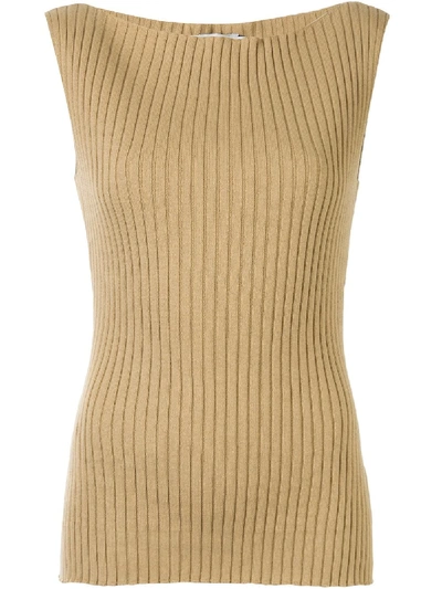 Anna Quan Paloma Ribbed-knit Top In Brown