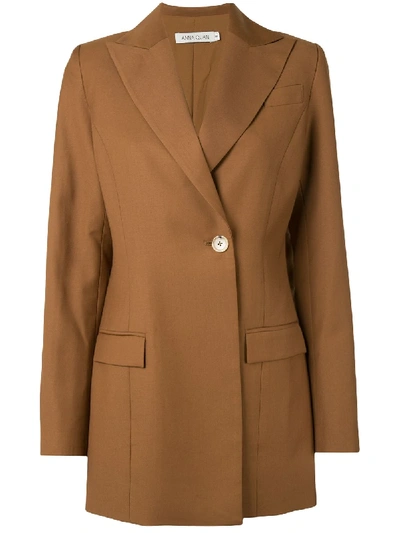 Anna Quan Sienna Double-breasted Twill Blazer In Brown