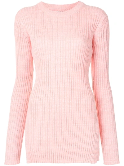 Anna Quan Mika Ribbed Knitted Top In Pink