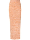 Anna Quan Ruby Knitted Pencil Skirt In Orange