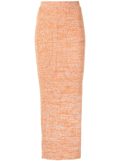 Anna Quan Ruby Knitted Pencil Skirt In Orange