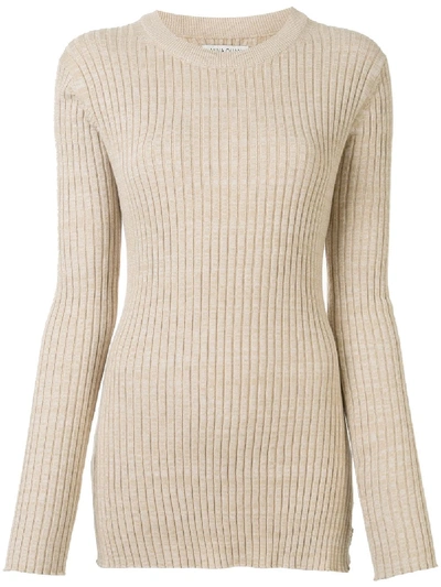 Anna Quan Mika Ribbed Knitted Top In Braun