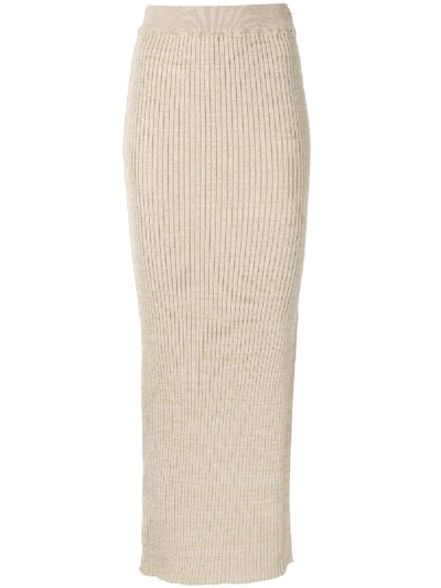 Anna Quan Ruby Ribbed Pencil Skirt In Brown