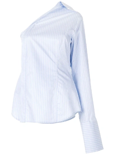 Anna Quan Evie Striped Deconstructed Shirt In Blue