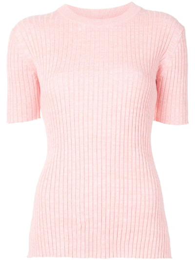 Anna Quan Bebe Ribbed Mélange Cotton Top In Pink