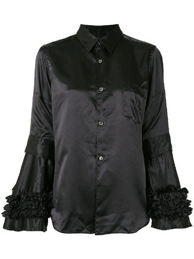 Comme Des Garçons Comme Des Garçons Textured Ruffled Sleeve Shirt In Black