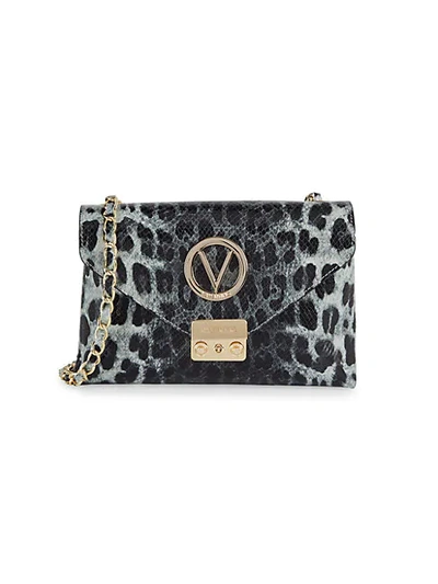 Valentino By Mario Valentino Isabelle Animalier Leopard Leather Crossbody Bag In Grey