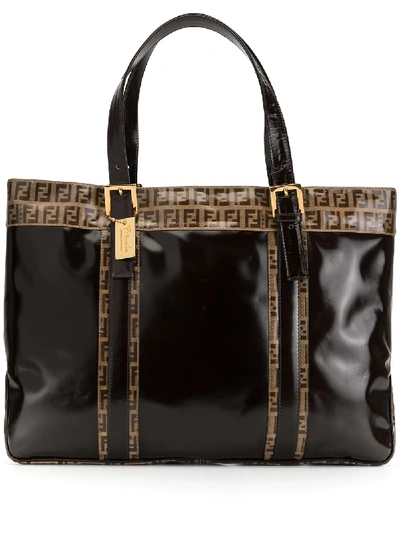 Pre-owned Fendi Zucca Monogram Tote In Brown