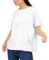 Eileen Fisher Plus Size Organic Cotton Short-sleeve Crewneck Jersey Tee In White