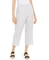 Eileen Fisher Check Organic Linen Crop Straight Leg Pants In White