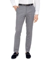 HUGO MEN'S SKINNY-FIT MID BLUE PLAID WOOL SUIT PANTS