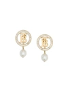 BURBERRY PEARL EMBELLISHED LOGO CLIP-ON EARRINGS,8027506