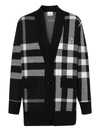 BURBERRY BLACK AND WHITE CHECK PRINT CARDIGAN,8028796