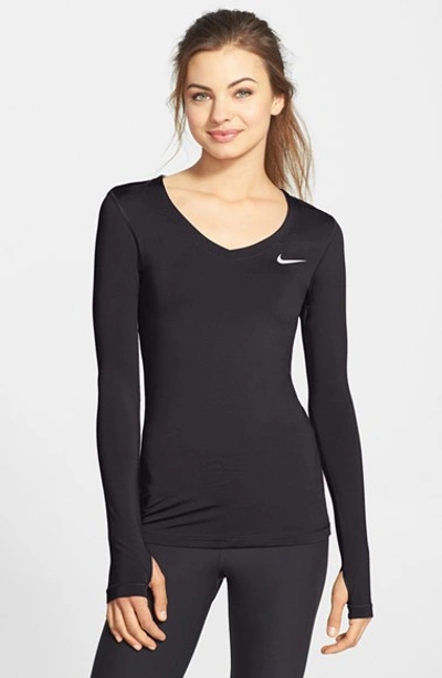 Nike 'pro' Dri-fit V-neck Top In Black/ White | ModeSens