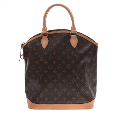Pre-Owned Louis Vuitton Lockit Vertical Brown Cloth Handbag | ModeSens