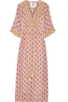 FIGUE Calista Embellished Printed Silk-Georgette Midi Dress