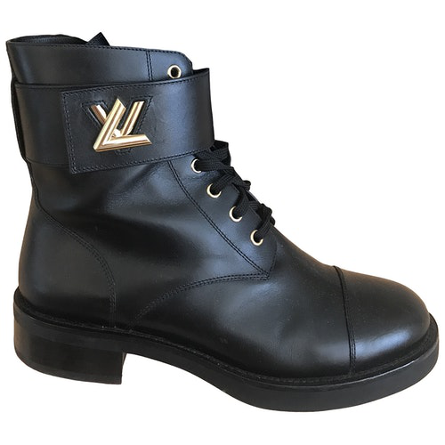 Pre-Owned Louis Vuitton Wonderland Black Leather Ankle Boots | ModeSens