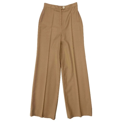 Pre-owned Valentino Wool Large Pants In Beige