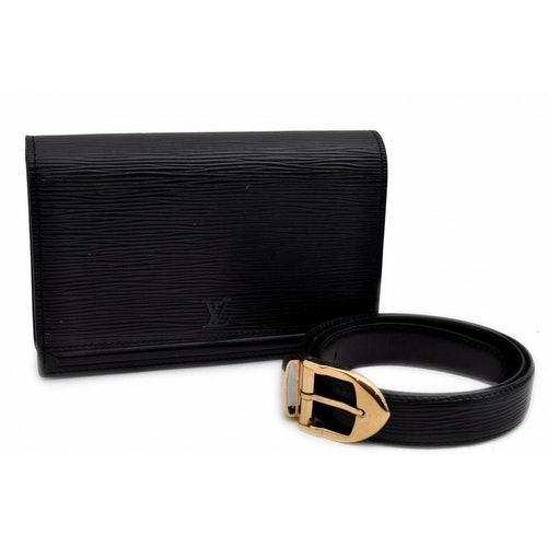 Pre-Owned Louis Vuitton Black Leather Clutch Bag | ModeSens