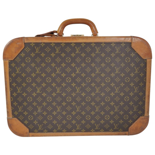 Pre-Owned Louis Vuitton Stratos Brown Cloth Travel Bag | ModeSens